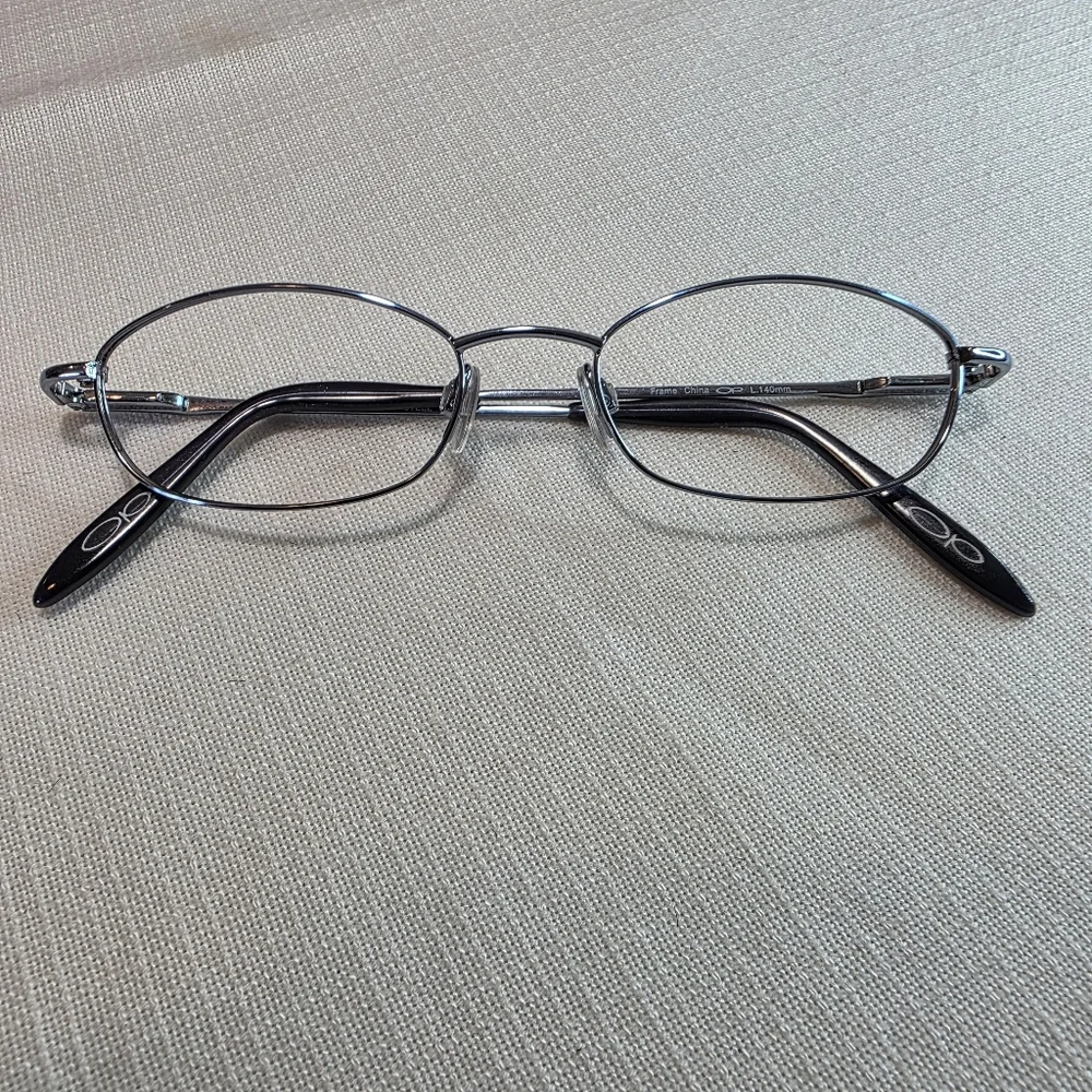 Vintage OP Blue And Silver Oval Metal Glasses Frame EUC